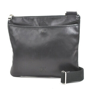 LOEWE Anagram Crossbody Shoulder Bag Leather Canvas Black Silver